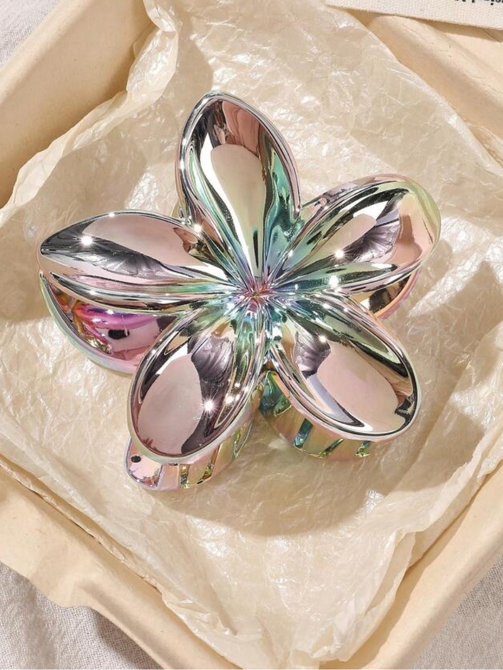 Iridescent flower hair claw